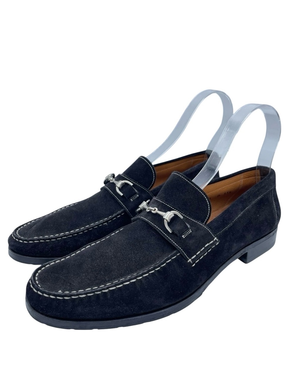 Santoni Hamlin Silver-Tone Bit Suede Loafers